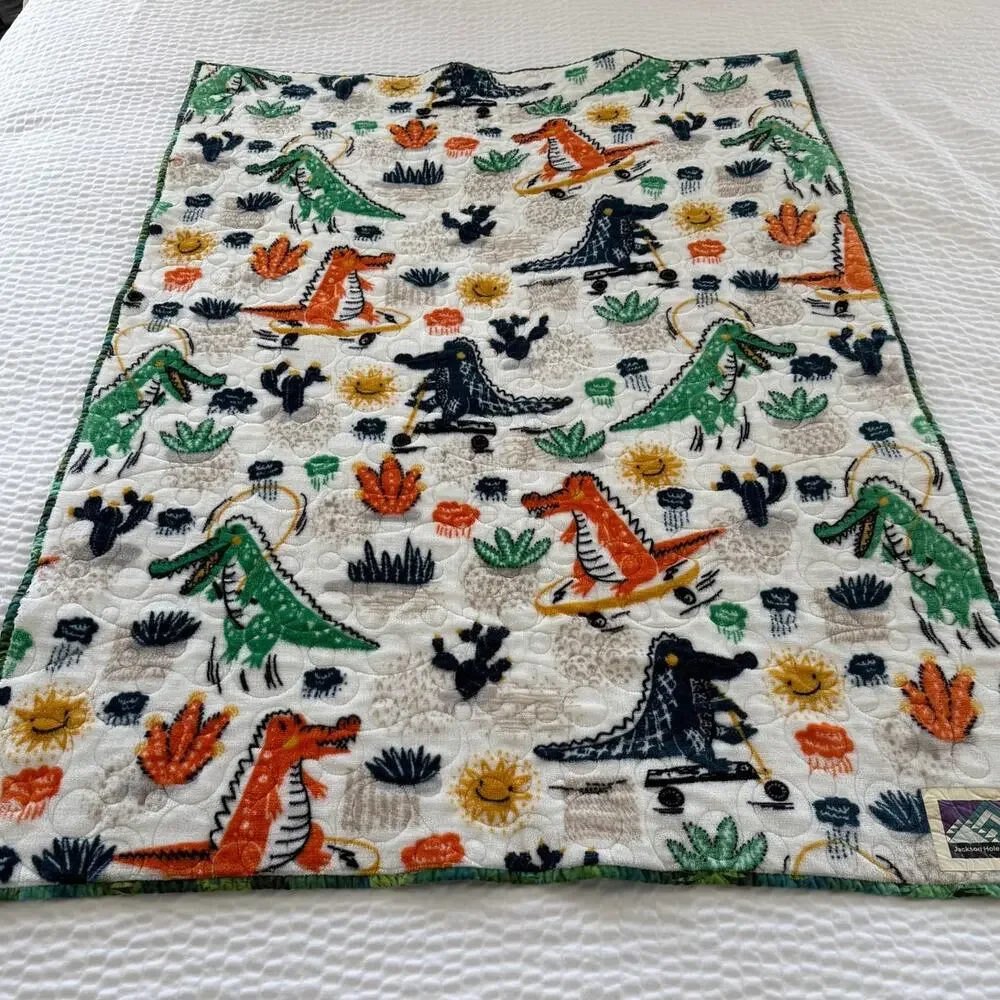 HANDMADE Dinosaur Baby Quilt Jackson Hole Guild 2023 Cotton Flannel Child Quilt